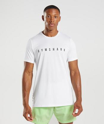 T Shirts Gymshark Deporte Stripe Hombre Blancas | CO 3446WNB